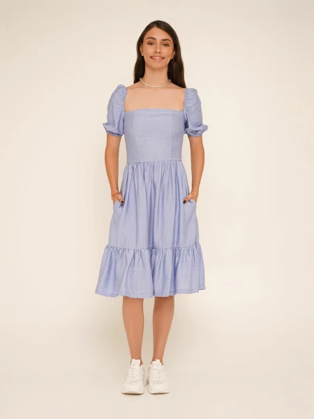 Купити Сукня однотонна жіноча LAWA WTC02382 XS Блакитний Артикул: 2000990648730 Фото №2