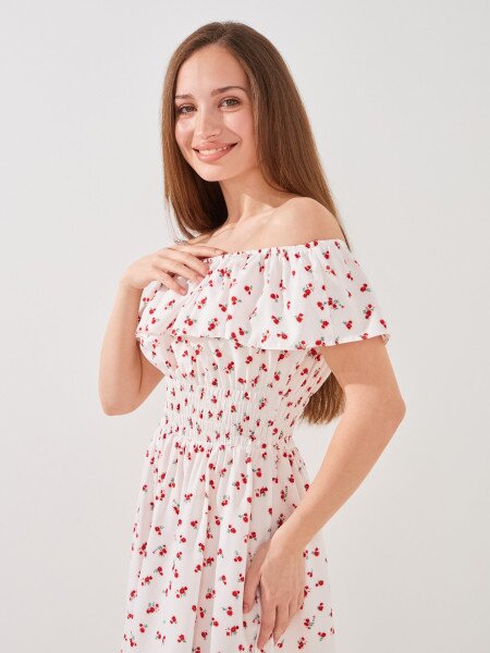 Купить Платье с узором женское GENUA 2424 XS Белый Артикул: 2000999501678 Фото №3