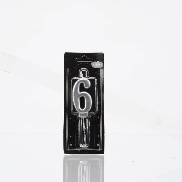 Свічка цифра 6 срібло No name ATS4898 Срібний (2000989574804)