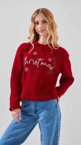 Купить Свитер с принтом для девочки Erceylan LN25204 Christmas 152 см Красный Артикул: 2000999324536 Фото №1