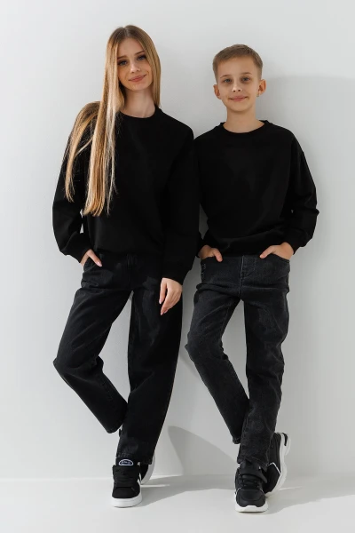Купить Свитшот однотонный унисекс First Kids 0070 146 см Черный Артикул: 2000990952691 Фото №1