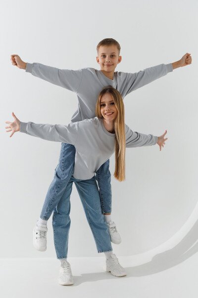 Купить Свитшот однотонный для мальчика First Kids 0070 146 см Светло-серый Артикул: 2000990952653 Фото №2