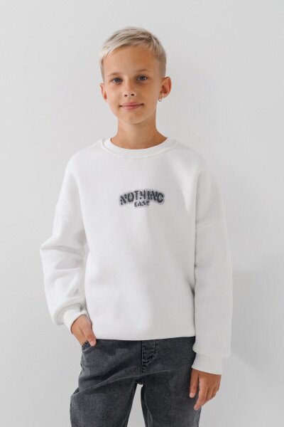 Світшот з принтом для хлопчика First Kids 3409 146 см Молочний (2000990755872D)