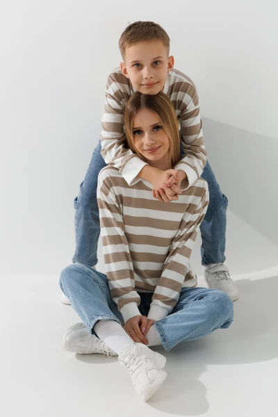 Купити Світшот з візерунком унісекс First Kids 0067 158 см Бежевий Артикул: 2000990882561 Фото №3
