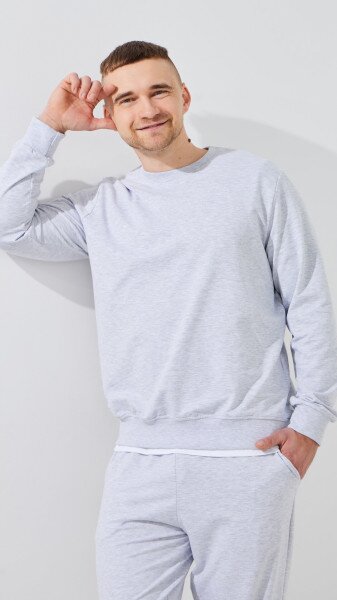 Купить Свитшот однотонный мужской GENUA G01217-0004 3XL Серый Артикул: 2000999473555 Фото №4