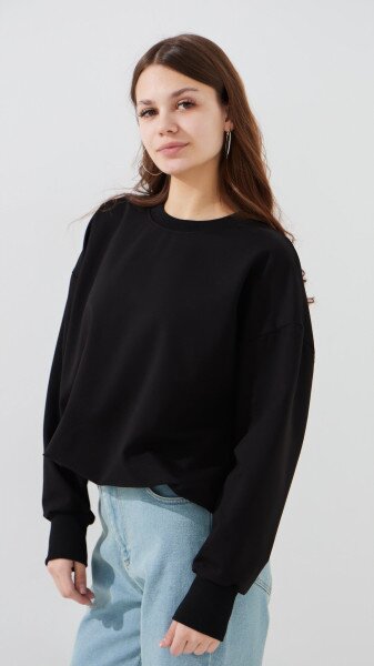Купить Свитшот однотонный женский LAWA WTC02474 XS Черный Артикул: 2000999427633 Фото №3
