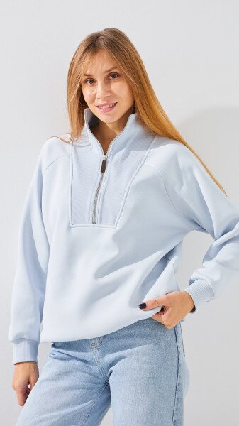 Купить Свитшот однотонный женский On me Onme-105 XS Голубой Артикул: 2000999362439 Фото №1