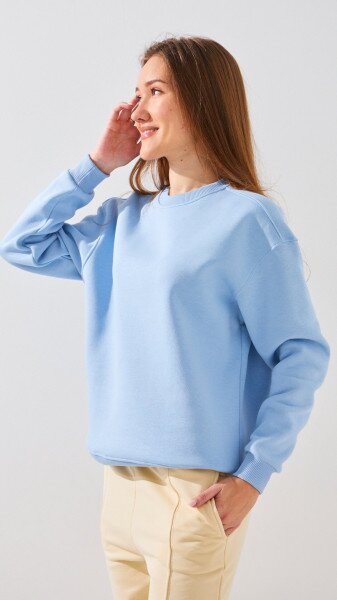Купить Свитшот однотонный женский On me Onme-106 XS Голубой Артикул: 2000999330902 Фото №4