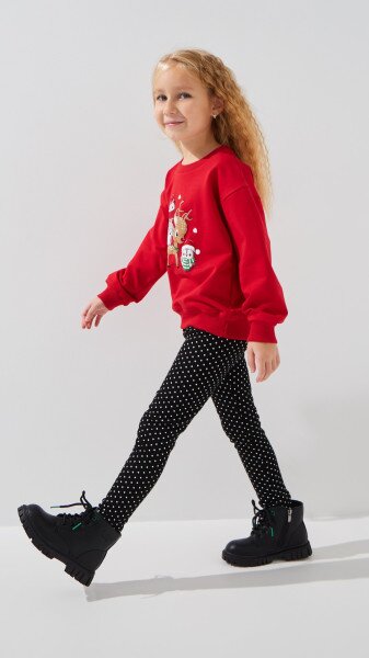 Купить Свитшот с принтом для девочки Aura Style 1085 92 см Красный Артикул: 2000999331206 Фото №3