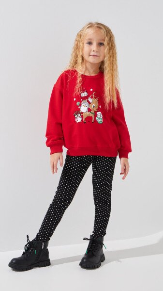 Купить Свитшот с принтом для девочки Aura Style 1085 92 см Красный Артикул: 2000999331206 Фото №2