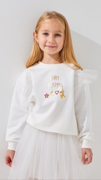 Купить Свитшот с принтом для девочки Aura Style 1086 92 см Молочный Артикул: 2000999331169 Фото №1