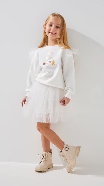 Купити Світшот з принтом для дівчинки Aura Style 1086 92 см Молочний Артикул: 2000999331169 Фото №3