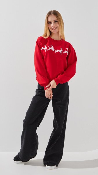 Купить Свитшот с принтом для девочки Aura Style 1089 146 см Красный Артикул: 2000999331343 Фото №2