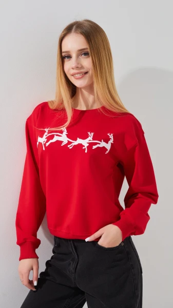 Купить Свитшот с принтом для девочки Aura Style 1089 146 см Красный Артикул: 2000999331343 Фото №3