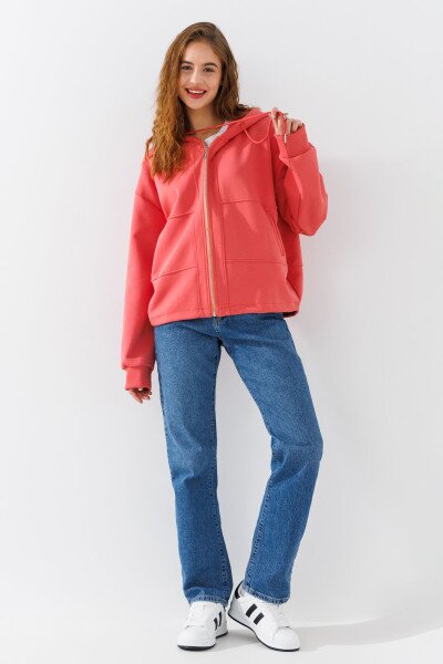Купить Толстовка однотонная женская 24-103 2XL Терракотовый Артикул: 2000990652645 Фото №4