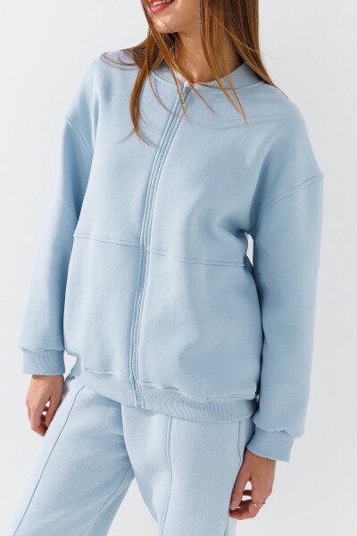 Купити Толстовка однотонна жіноча Crep 3093-K XS Блакитний Артикул: 2000990776082 Фото №3