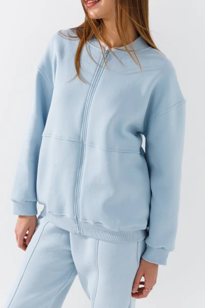 Купити Толстовка однотонна жіноча Crep 3093-K XS Блакитний Артикул: 2000990776082 Фото №3