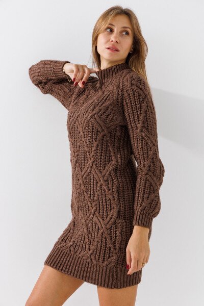 Купить Туника однотонная женская 7014 One Size Коричневый Артикул: 2000990775771 Фото №3