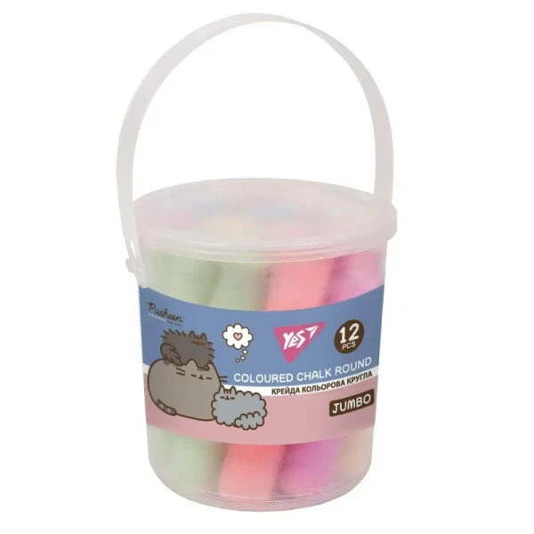 Купити Крейда кольорова у відрі Yes "Pusheen"JUMBO 400550 12 штук Різнокольоровий Артикул: 5056574458001 Фото №1