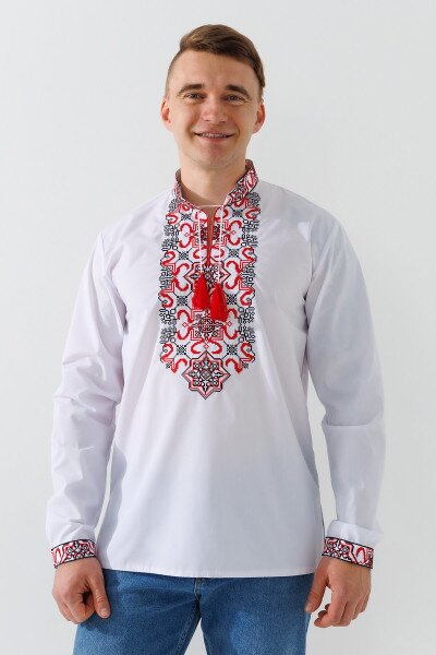 Вишиванка чоловіча  Полковник S Біло-червоний