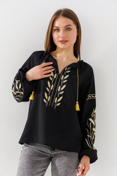 Купить Вышиванка рубашка женская LAWA E-WB02319 XS Черный Артикул: 2000990988416 Фото №1