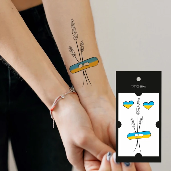 Купить Временные тату Tattooshka "Украинский колосок с сердечками" L-50 (5805800013558) Артикул: 5805800013558 Фото №2
