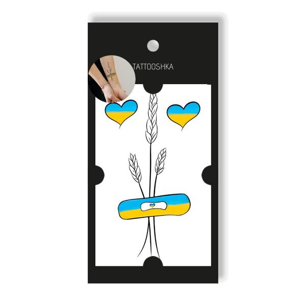 Тимчасові тату Tattooshka &quot;Український колосок із сердечками&quot; L-50 (5805800013558)