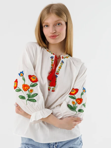 Вишиванка сорочка з принтом жіноча Park karon 23063 S Білий (2000990485496A)