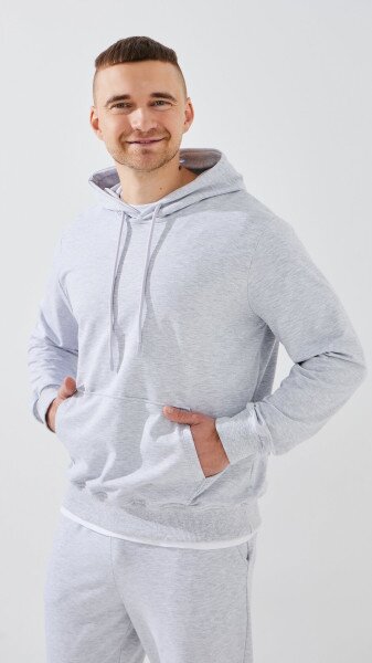 Купить Худи однотонный мужской GENUA G01223-0004 S Серый Артикул: 2000999473418 Фото №3