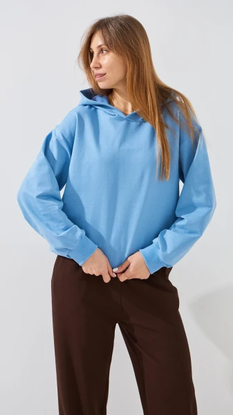 Купить Худи однотонный женский GENUA G01138-0005 XS Голубой Артикул: 2000999488641 Фото №1