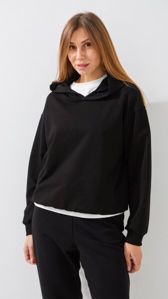 Купить Худи однотонный женский GENUA G01138-0005 XS Черный Артикул: 2000999488696 Фото №3