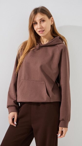 Купить Худи однотонный женский GENUA G01138-0007 2XL Коричневый Артикул: 2000999427015 Фото №3