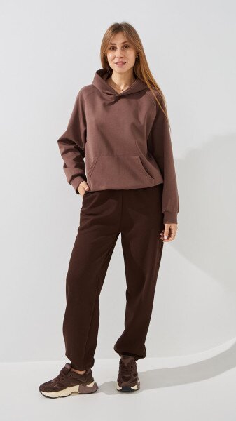 Купить Худи однотонный женский GENUA G01138-0007 2XL Коричневый Артикул: 2000999427015 Фото №2