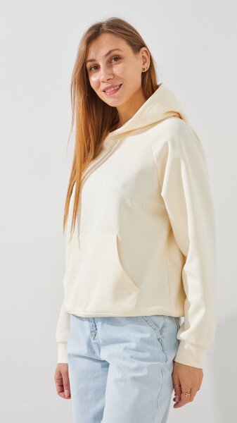 Купить Худи однотонный женский GENUA G01138-0007 L Молочный Артикул: 2000999427053 Фото №3