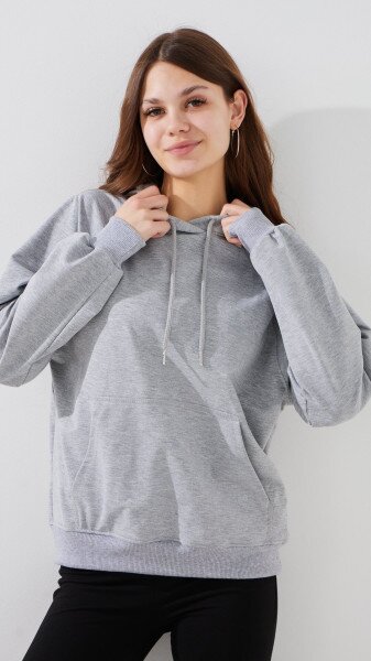 Купить Худи однотонный женский LAWA WBC02461 XS Серый меланж Артикул: 2000999452727 Фото №1