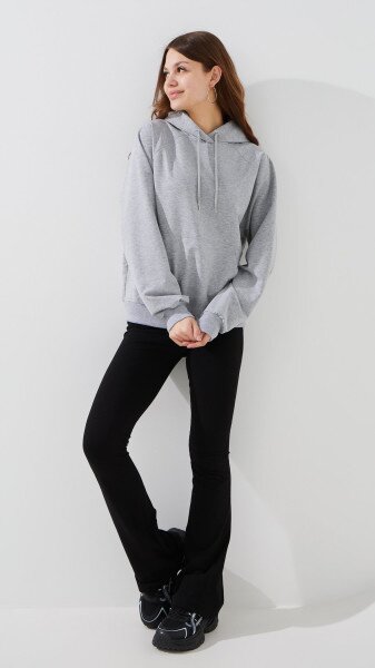 Купить Худи однотонный женский LAWA WBC02461 XS Серый меланж Артикул: 2000999452727 Фото №2