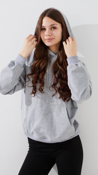 Купить Худи однотонный женский LAWA WBC02461 XS Серый меланж Артикул: 2000999452727 Фото №3