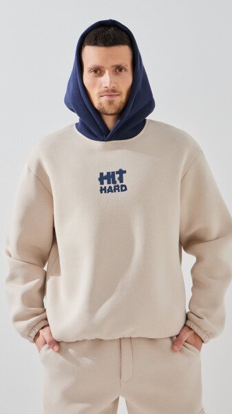 Купить Худи с принтом мужской LAWA P-MT02305 S Серо-бежевый Артикул: 2000999379024 Фото №1