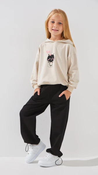 Купить Худи с принтом для девочки First Kids M-199 104 см Бежевый Артикул: 2000999199103 Фото №1