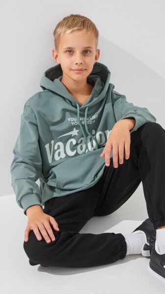 Купить Худи с принтом для мальчика LAWA P-BB02324 134 см Хаки Артикул: 2000999300899 Фото №3