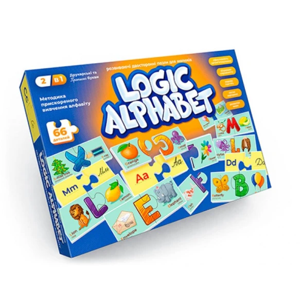 Купити Пазли-асоціації розвиваючі "Logic Alphabet" Danko Toys Різнокольоровий Артикул: 2000999643866 Фото №1