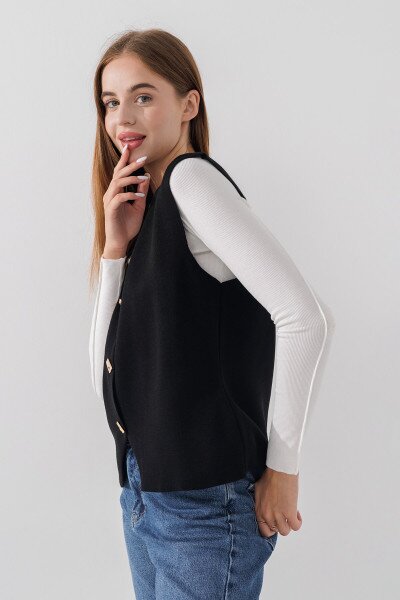 Купить Жилет однотонный трикотажный женский Park karon 10840 One size Черный (2000990651198D) Артикул: 2000990651198 Фото №4