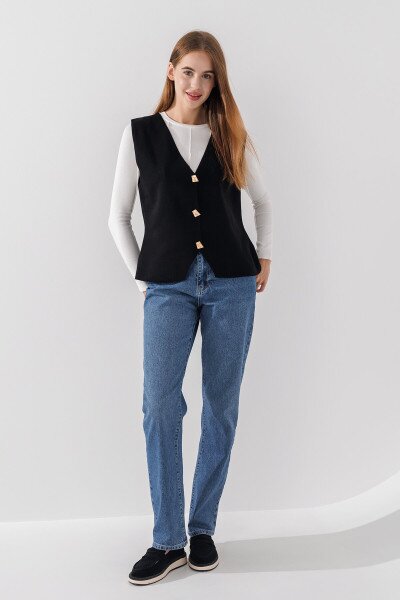 Купить Жилет однотонный трикотажный женский Park karon 10840 One size Черный (2000990651198D) Артикул: 2000990651198 Фото №2