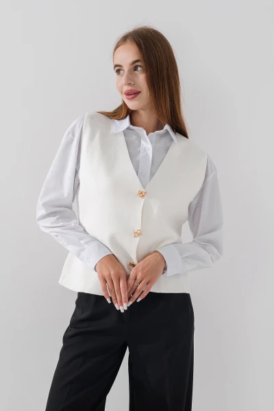 Жилет однотонный трикотажный женский Park karon 10840 One size Молочный (2000990651204D)