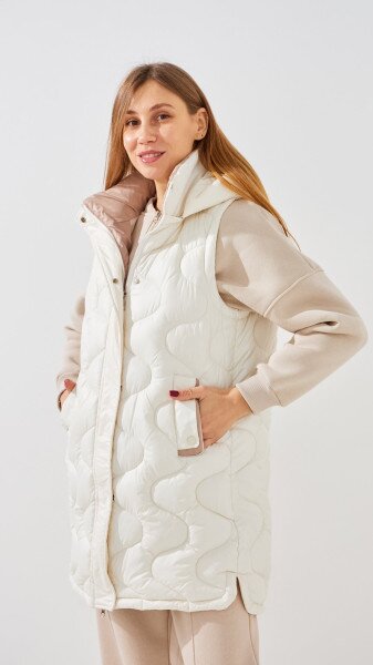 Купить Жилет из плащевки однотонный женский GENUA 2316 2XL Молочный Артикул: 2000990882196 Фото №3
