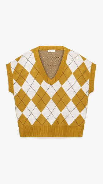 Жилет трикотажный с узором женский On me 12225 One Size Горчичный