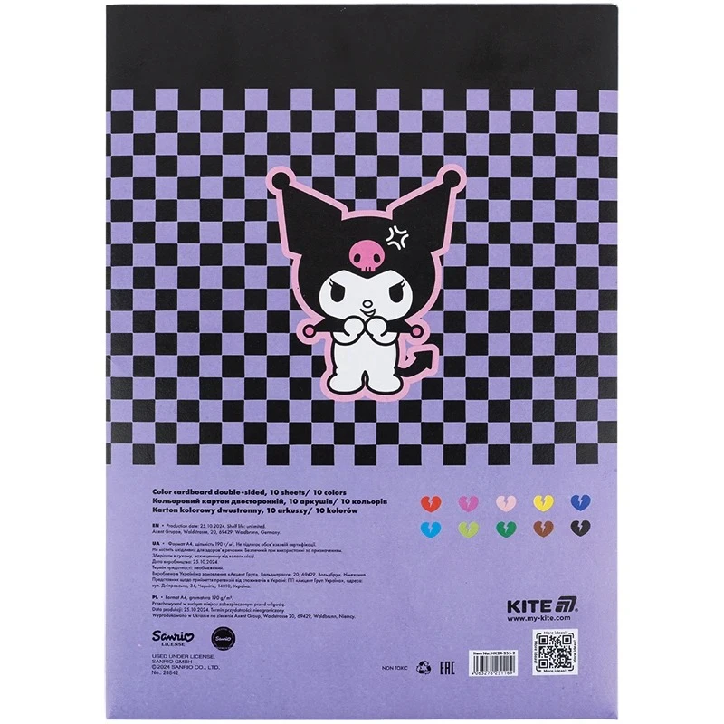 Картон кольоровий двосторонній Kuromi Kite HK24-255-2 10