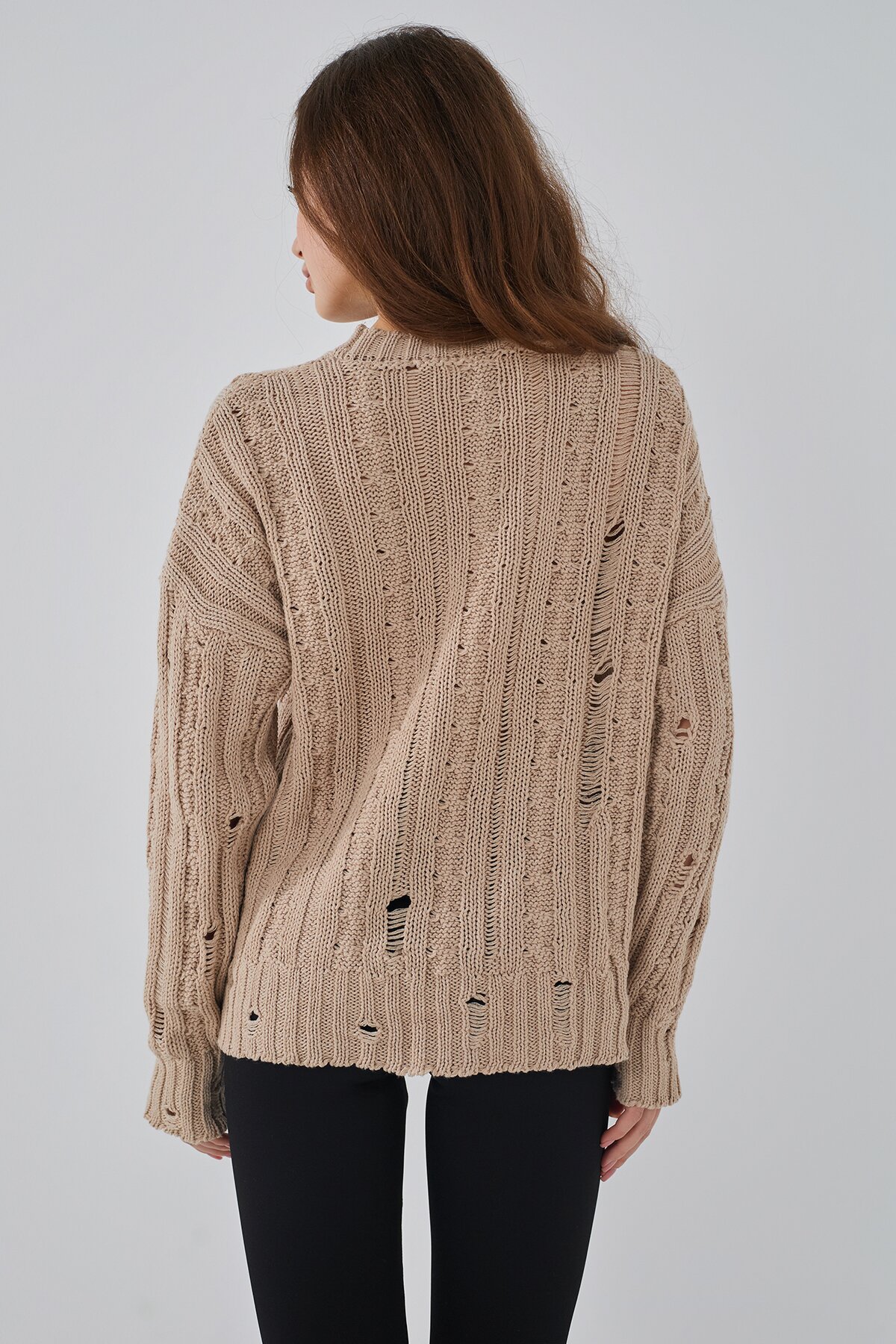 Джемпер однотонный женский Femme 1002 One Size Бежевый (2000989870647D)  Фото №4