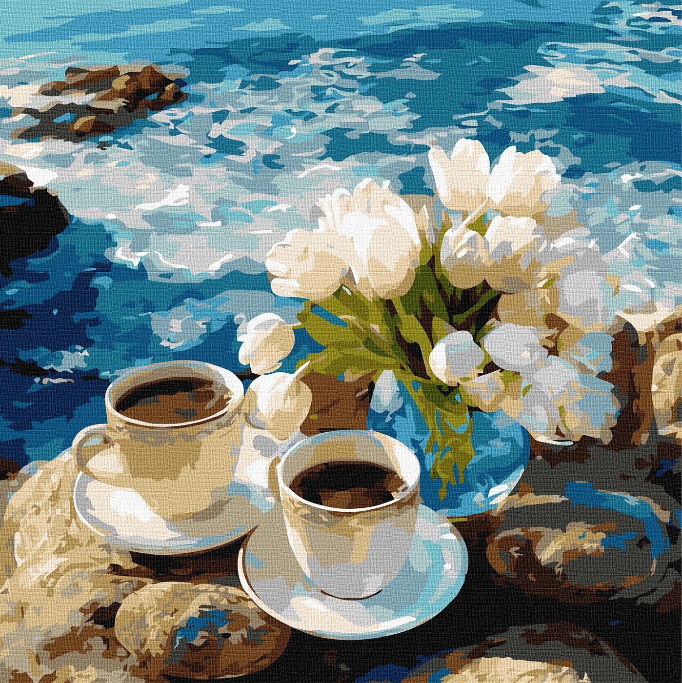 Купити Набір для розпису по номерах "Морська кава" Ideyka KHO6447 Різнокольоровий Артикул: 4823104392521