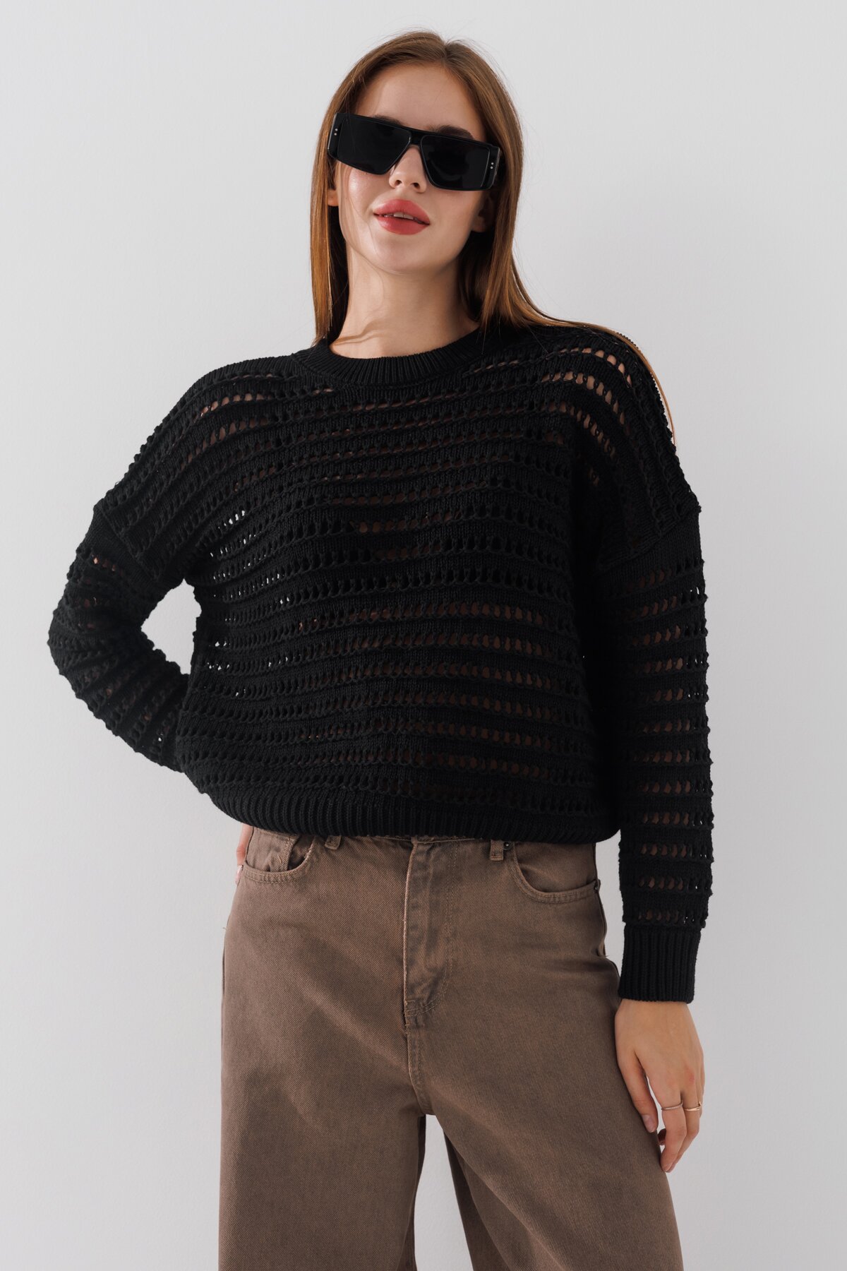 Джемпер однотонный женский Femme 2024 One Size Черный (2000990221469D)  Фото №0